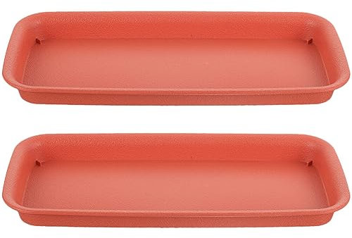 Yardwe 2pcs Rectangular Plastic Plant Saucers Tray Flower Pot Drip Tray Succulent Pot Saucer Plate Planter Round Tray for Holding Water Drips and Soil (33X14CM)