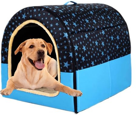 Große Hundehütte, luxuriöses Hundehüttenbett, extra groß, warm, für große und mittelgroße Hunde, Katzen, für drinnen und draußen, waschbar (45 x 38 x 36 cm, A)