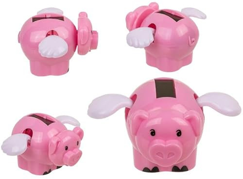 Out of the blue Fliegendes Schwein Solarfigur Wackelfigur, Wackelkopffigur Deko Glücksschwein