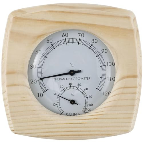 Digital Sauna Thermometer 2 in 1 Wooden Sauna Thermometer Hygrometer Indoor Sauna Hygrothermograph Heat Resistant Temperature Humidity Meter for Bath Steam Room Sauna Room 10-120℃