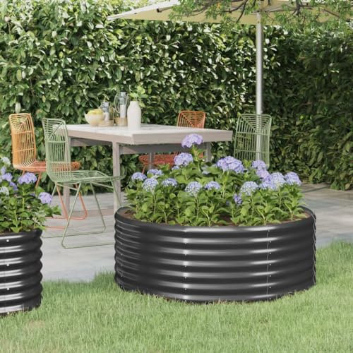 Fioriere da Giardino Cassette per la Coltivazione di Ortaggi Letto da Giardino in Acciaio a Polvere 100x100x36 cm Antracite Adatta per Corridoi, Giardini, Parchi, Balconi