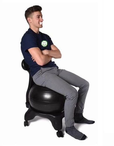 Sitzball Büro-Ballstuhl mit Rückenlehne und Rollen, Stabilitätsübungsbälle zum Sitzen Am Schreibtisch, Ergonomischer Yoga-Sitz für Erwachsene, Kinder, Schwangerschaft, 53cm (Color : Black)