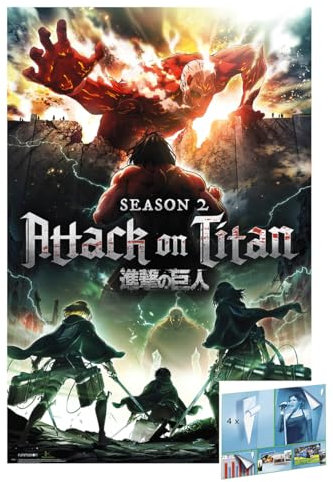 Close Up Attack On Titan – Affisch (säsong 2 nyckel) (storlek: 61 cm x 91,5 cm) (affischer och affischremsor)