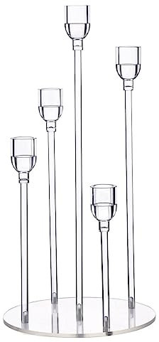Acryl-Kandelaber, 5-armig, Kerzenhalter, Mittelstücke für Hochzeit, Wohnzimmer, Esstisch, Dekoration (D, wie abgebildet)