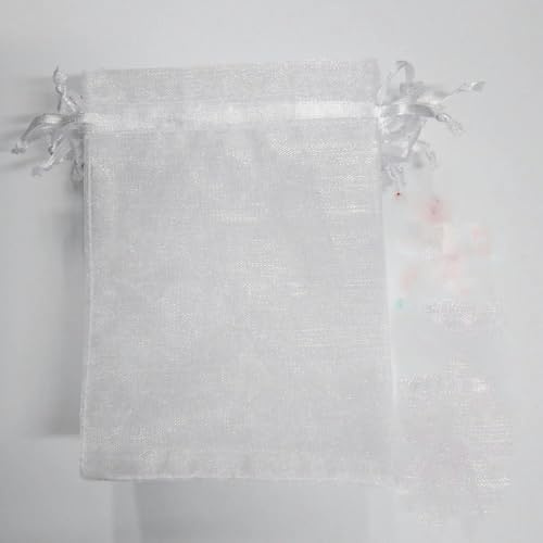 SUOCMG 100 Stück Organzabeutel mit Kordelzug, Schmuckverpackungsbeutel, Partybeutel für Geburtstage, Hochzeitsgeschenkbeutel, Beutel, 30 x 40 cm, 11,8 x 15,74 Zoll, Weiß