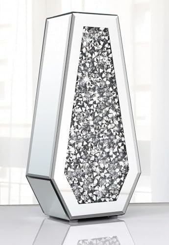 Crushed Diamond Mirror Vase, 30cm, Silver, Glass, Decorative Bling Crystal Vase for Home Decor, Centrepieces