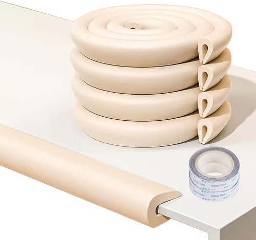 4 M U-förmiger Kantenschutz für Couchtische aus Glas, Babysicherer Sicherheits-Stoßstangenschutz aus Schaumstoff, Eckenschutz für Kinder, geeignet für Möbel, Schreibtische, Arbeitsplatten (Beige)