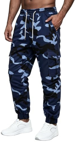 HAPNBCELE Men's Camo Trousers Sweatpants, Combat Camouflage Pants with Pocket for Outdoor Workwear Casual Clothes Slim Fit