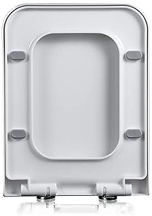 Sedile WC quadrato bianco con chiusura ammortizzata con sgancio rapido per una facile pulizia 35 x 45 cm