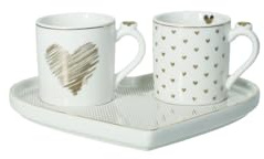 Brandani 51661 TETE A TETE AMORE MIO RIGHE NEW BONE CHINA, 17.5x15.5x6h