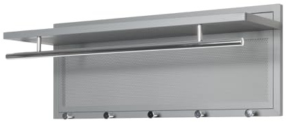 HAKU Wandgarderobe, Chrom, grau, Metall - Maße: B 75 x H 30 x T 26 cm, Style: Modern