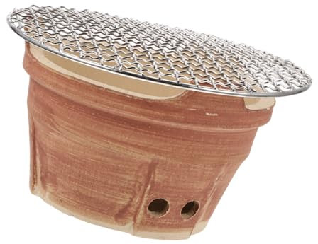 BESTonZON Retro Mini Grill Charcoal Barbecue Stove Crude Pottery Stove for Outdoor Camping Grilling