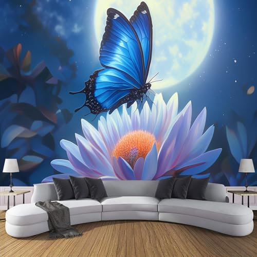 Vollmond Schmetterlings- Fototapete - Tieransichten - Größe 300X210Cm (Breite X Höhe) Wandtapete Tapete, Wandbild Wandtattoo Dekoration - Tapete, Kinderzimmer, Kindertapete