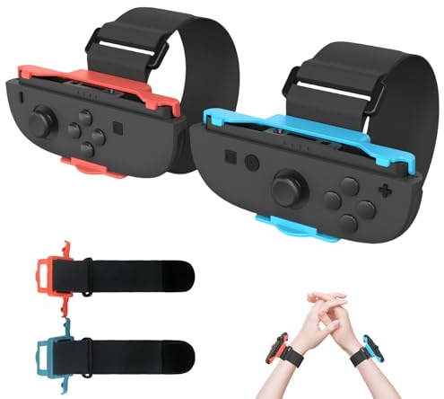 AriKroii Wristband for Nintendo Switch 2 Just Dance, Comfortable Adjustable Elastic Strap for Switch 2 Controller, Fit Adults & Kids (Red & Blue)
