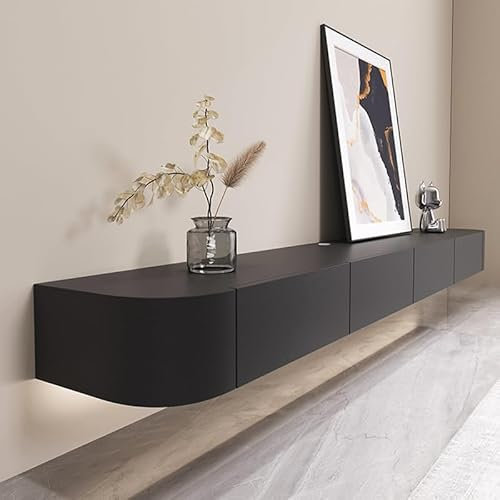 Svart TV-stativ 200 cm bred TV Lowboard modern Fernsehtisch för vardagsrum och sovrum snygg Fernsehschrank förvaringslösning hem underhållning center