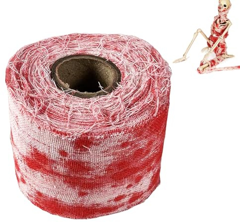 lomdung Halloween Gruseliges Bluttuch, Halloween Deko, 10Mx8CM Gruselig Blutig Verband, für Wände Dekoration, Make-up-Requisiten, Cosplay, Spukhaus DIY Dekoration