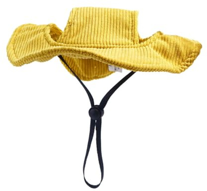 HanQZen Hunde-Sonnenhut, verstellbar, Baseballkappe mit Ohrlöchern, Sommer-Haustier-Visier, Hüte, Outdoor-Sport, Sonnenschutz, Sonnenhaube für kleine Hunde, Welpen, Katzen (Gelb, S)