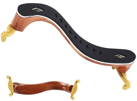 Schulterstütze für Violine – Geigenstütze, gepolsterte Schulterstütze | Teile für verstellbare Schulterauflage, Holzmaserung 3/4-4/4 1/4-1/2, Kinnstütze für Geige