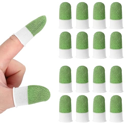 PATIKIL Controller Finger Thumb Sleeve, 16 Pack Mobile Gaming Finger Sleeves Silver Fiber Tip Gloves Anti-Sweat Breathable for Game Phone Touchscreen Devices, Light Green