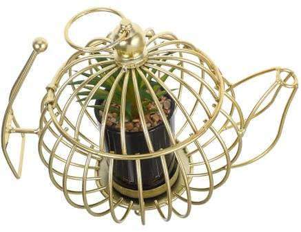 IMIKEYA Nordic Style Artificial Plants in Golden Iron Kettle Shape Pot, Meticulously Crafted Fake Succulent for Home Decor and Wine Cabinet, Sturdy Indoor Desktop Ornament with Modern