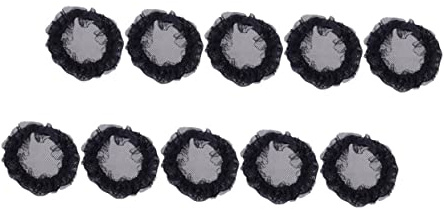 Redecilla Elástica Pelo de Encaje Negro, 10 Piezas | Ajuste Adaptable y Ligero, Sujeta el Cabello Firmeza, Mantiene el Cuello Despejado