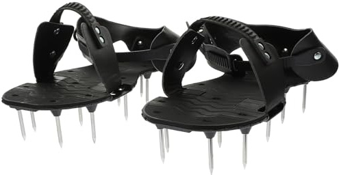 BAZEITFLOW Zapatos Aireadores de Jardín Clavos Ajustables para Césped, Calzado Aireador Negro para Jardinería, Herramienta para Airear Césped y Mejorar Suelo en Jardín