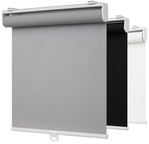 AYZOT 100% Blackout Indoor Cordless Roller Shades for Windows,Room Darkening Rolled Up Blinds with Spring System,Thermal Insulated UV Protection Waterproof Fabric for Home Office (Grey,31 W x 72 H)