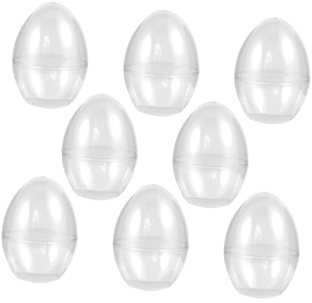 Healvian 8pcs Plastic Easter Egg Candy Boxes, 90x90x120mm Large Fillable Egg-Shaped Party Decor, Craft Storage Containers for Spring Holiday Hanging Ornaments