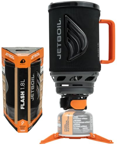 Jetboil Flash 1,8L Autocuiseur Portable pour Camping et Voyage en Sac à Dos avec Allumage Automatique en Une Étape Nouveauté 2026, Brûleur Propane/Isobutane, Carbone