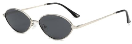 QVKUUT Lunettes de soleil rétro ovales avec monture en métal pour homme et femme