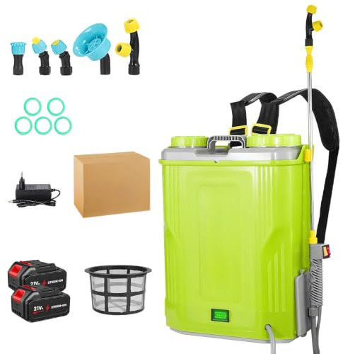 Pulvérisateur à Dos 20L, Pulvérisateur Électrique 21V,5 Buses (Vert) | Lance Télescopique,Léger 2 kg,Pulvérisateur de Jardin pour Irrigation,Lutte Antiparasitaire,Entretien des Plantes,Fumibug