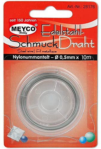Meyco Edelstahl-Schmuckdraht, Nylonummantelt, 0,5mm, Silber