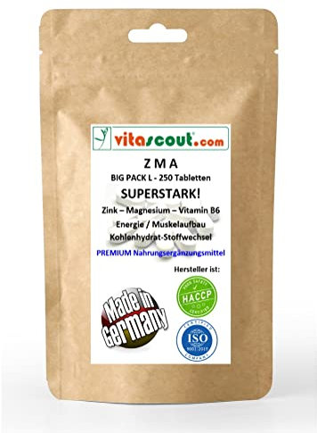 **ZMA – Zink Magnesium Vitamin B6, 250 Tabletten, Hochdosiert, Laborgeprüft, Ohne Zusätze**