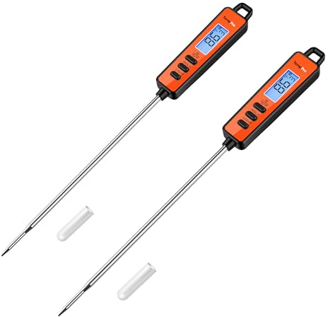 TempPro TP01A (2 Pack) Digital Meat Thermometer for Cooking Liquid Deep Frying Oil Candy, Kitchen Food Instant Read Thermometer with Super Long Probe, Backlit, Lock Function (Previously ThermoPro)