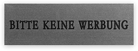 Gravur 24 Briefkastenschild Bitte keine Werbung graviert 7,5x2,5cm selbstklebend Silber