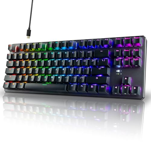TECWARE Phantom+ 87-Tasten RGB-mechanische Tastatur (Schwarz) Wraith-roter Schalter (vorgeschmiert, 45 g linear) Verkabelt, Farbe und Beleuchtung pro Taste