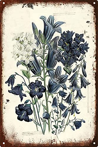 Metal Tin Sign Retro Keepsake Vintage Metal Poster For Cafe Bar Pub Garage Vintage Flower Campanula Persicifolia 30x40cm