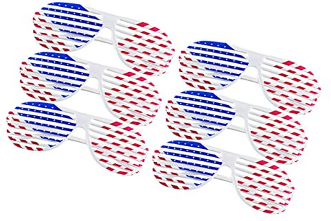Hohopeti 6stücke Teiliges Amerikanische Flaggen-muster Shutter Shades Brillen Lustige Sonnenbrillen Für Unabhängigkeitstag Partys Und Fotorequisiten Leichte Kunststoffbrille Für