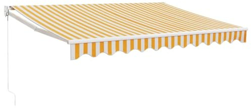 vidaXL Markise Einziehbar Gelb und Weiß 3,5x2,5 m Stoff und Aluminium