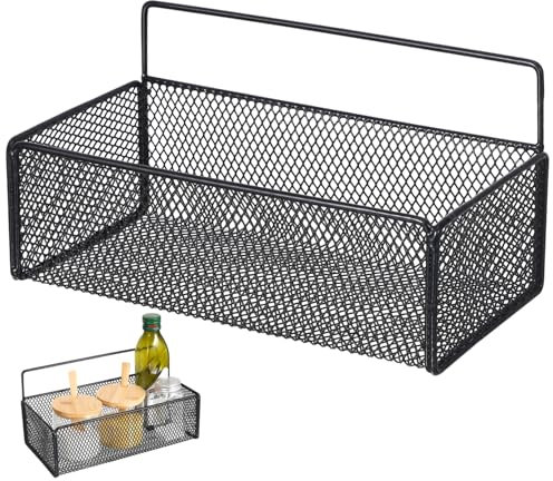 IMIKEYA Aufbewahrungskorb Metall Gitter Wandkorb Schwarz Aufbewahrungskorb Küche Bad Drahtkorb Wand Metallkorb für Wohnzimmer Badezimmer Küche 27x13.5x13 cm
