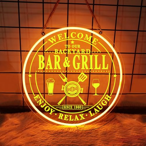 Personalisiertes Bar Und Grillschild, Bar Und Grill LED Schild, Bar Und Grill Neonschild, Bar Und Grill Lichtschild, Bar Und Grill Dekor