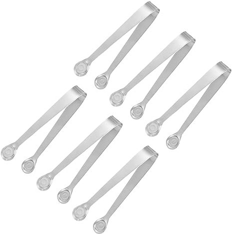 QUARKZMAN Service Pinces, 6pcs 5 pouce - Inox Acier Glace Pinces, Mini Sucre Pinces pour Apéritifs, Charcuterie, Dessert, Thé Fête, Bar, Café (Argent)