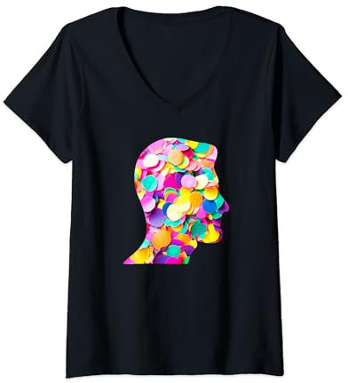 Damen Konfetti Im Kopf Fastnacht Fasching Jeck Karneval Köln Party T-Shirt mit V-Ausschnitt