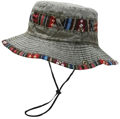 SuChengSS Fischerhut Cotton National Wind Farif Color Eimer Hut Mode Outdoor -Reise -Sonnenkappe Für Männer Und Frauen-A