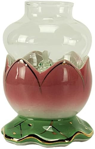Öllampen, umweltfreundliche Öllampe vor Buddha, Lotusglas, Kerosinlampe, altmodischer Handwerksöllampe, Heim-Innen-Ghee-Lampe for Schlafzimmer, Restaurant, Arbeitszimmer