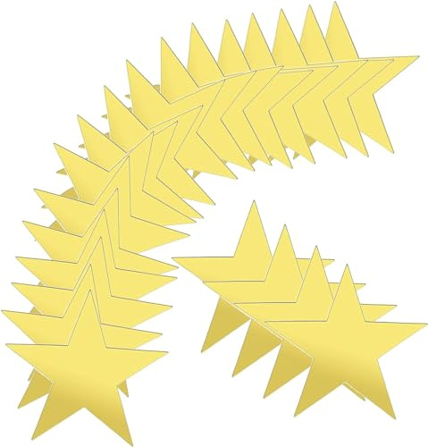 50 Stück 28cm Star Cutouts, Basicon Doppelt Bedruckte hängende Papiersterndekorationen Papier Sterne Große Goldene Stern Dekorationen Für Schwarzes Brett Klassenzimmer Wand Party
