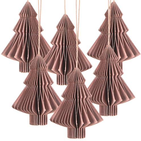 Logbuch-Verlag 6 Altrosa Papieranhänger Baum Weihnachtsbaumanhänger rosa Tannenbaum Papier Honeycomb Baumschmuck modern 7,5 cm