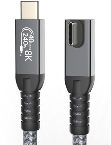 Saiyana Câble USB 90 Degrés 240W Données 40Gbps Câble D'affichage Vidéo 8K @ 60Hz Câble Rapide pour Données