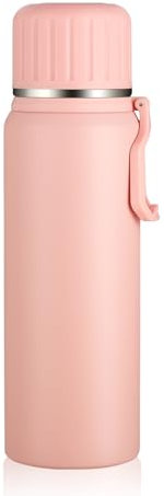 Boziee Edelstahl Thermoskanne Thermosflasche 800ML mit Becher Isolierflasche BPA Frei Tragbar für unterwegs Kaffee & Tee (Rosa)