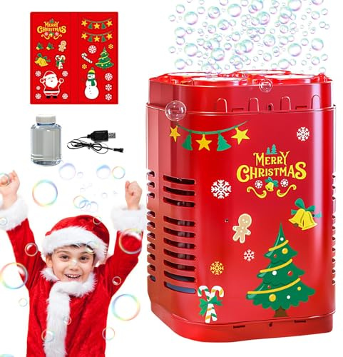Feuerwerk Seifenblasenmaschine (12 Löcher mit 130ml Seifenblasenlösung), Automatischer Feuerwerk Seifenblasenhersteller mit Lichtern für Kinder, Zeremonie, Weihnachten, Partys
